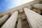 Grand Stone Columns of USA Supreme Court Building Washington DC