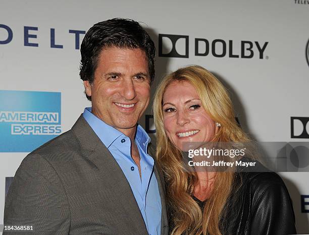 Producer Steve Levitan and wife Krista Levitan arrive at Hugh Jackman: One Night Only Benefiting The Motion Picture & Television Fund at the Dolby...