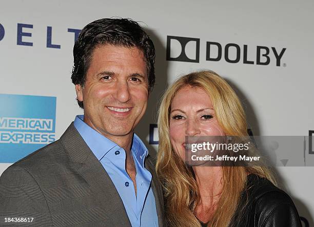 Producer Steve Levitan and wife Krista Levitan arrive at Hugh Jackman: One Night Only Benefiting The Motion Picture & Television Fund at the Dolby...