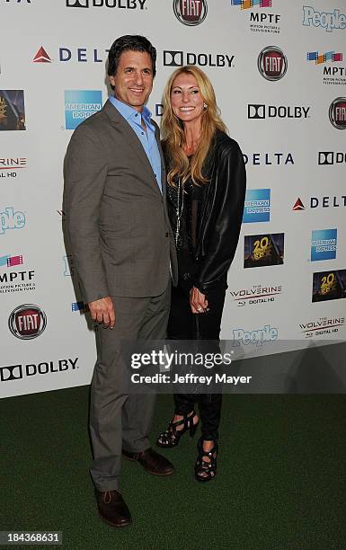 Producer Steve Levitan and wife Krista Levitan arrive at Hugh Jackman: One Night Only Benefiting The Motion Picture & Television Fund at the Dolby...