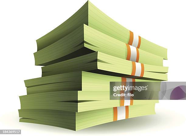 stockillustraties, clipart, cartoons en iconen met stack of money - honderd dollar