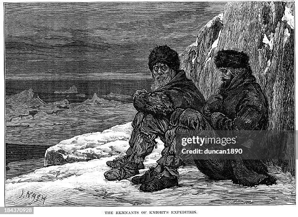 remnants of james knights expedition - northwest passage stock illustrations