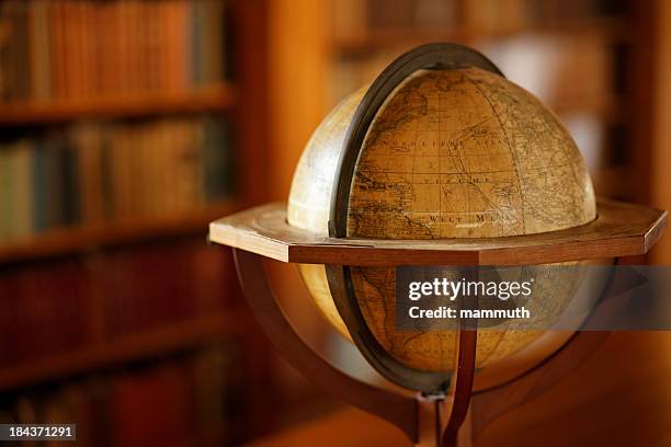library interior - desktop globe stock pictures, royalty-free photos & images