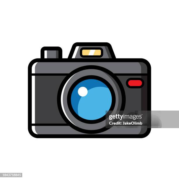 stockillustraties, clipart, cartoons en iconen met retro camera icon line art - digitale spiegelreflexcamera