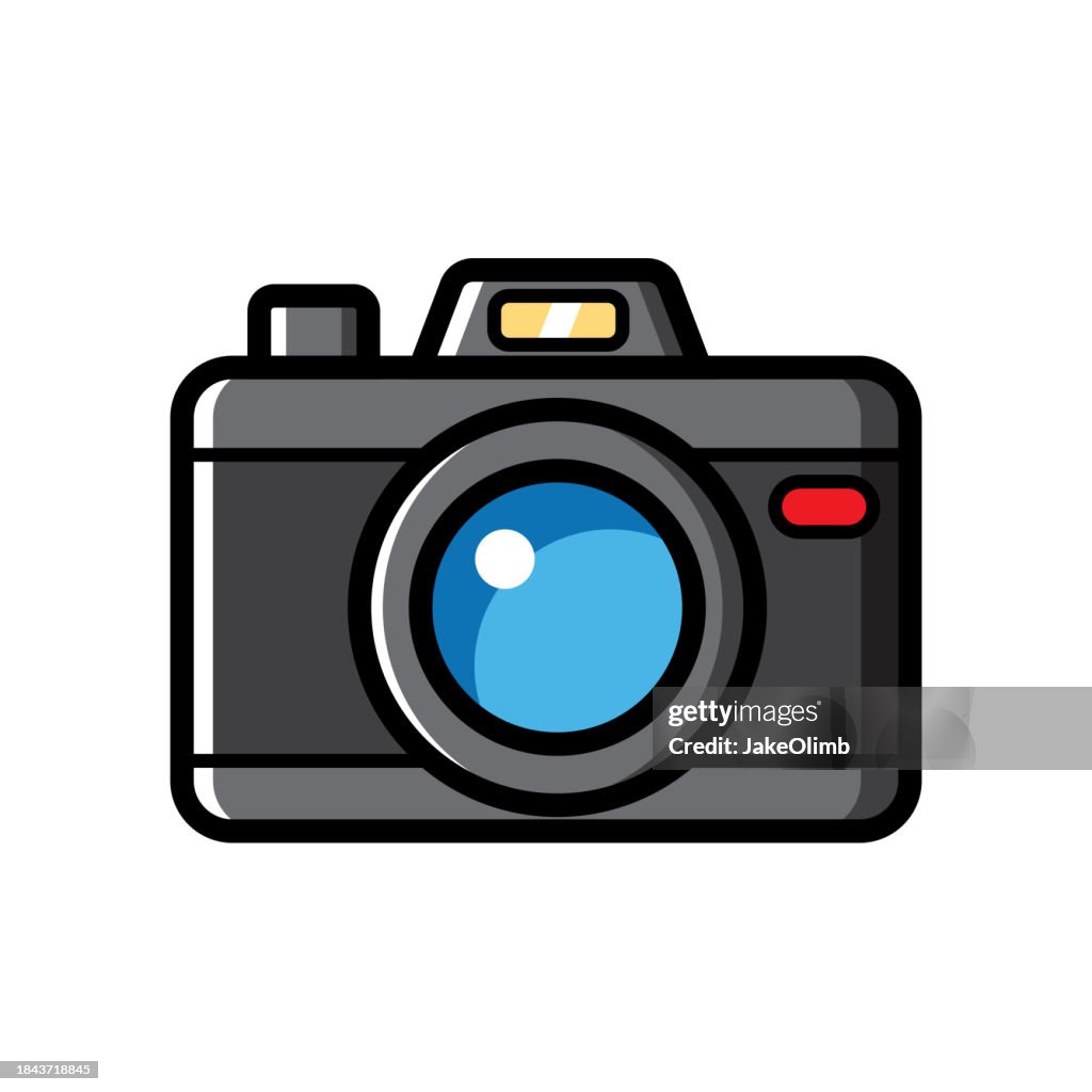 Retro Camera Icon Line Art