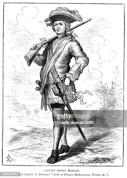 illustrazioni stock, clip art, cartoni animati e icone di tendenza di capitano henry morgan - sir henry morgan ammiraglio