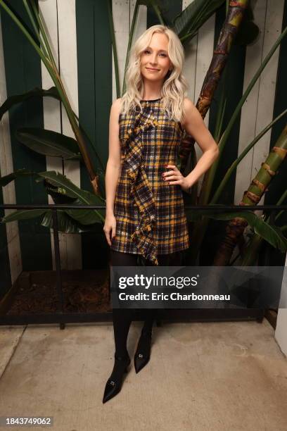 Candice King attends “The Morning Show” Tastemaker Cocktail Reception at San Vicente Bungalows on December 07, 2023 in West Hollywood, California....