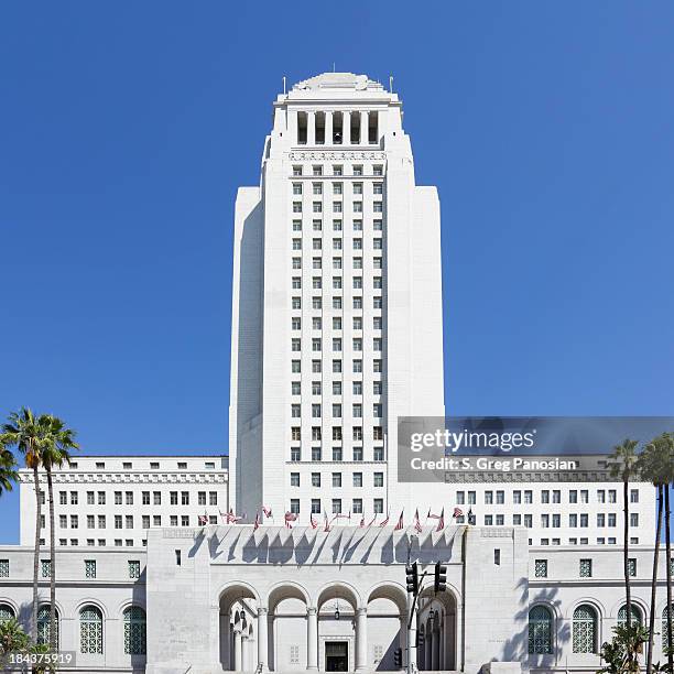 beautiful photo of los angeles city hall - los angeles city hall stock pictures, royalty-free photos & images