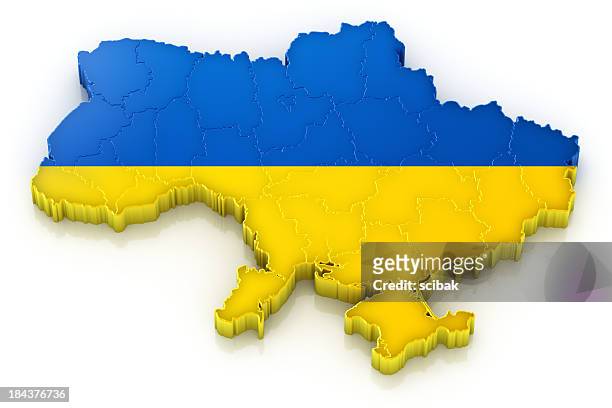 ukraine map with flag - kyiv map stock pictures, royalty-free photos & images