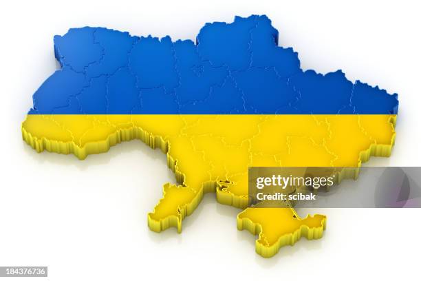 mapa com bandeira da ucrânia - ukraine imagens e fotografias de stock