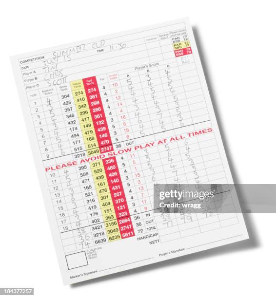 golf score card isolated - scorecard stock pictures, royalty-free photos & images