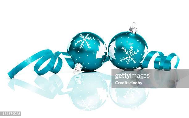 petrol christmas baubles - turquoise stockfoto's en -beelden