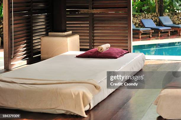 luxury outdoor massage area - bali spa stock pictures, royalty-free photos & images