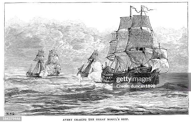 captain henry every chasing the great mogul's ship - brigantine 幅插畫檔、美工圖案、卡通及圖標