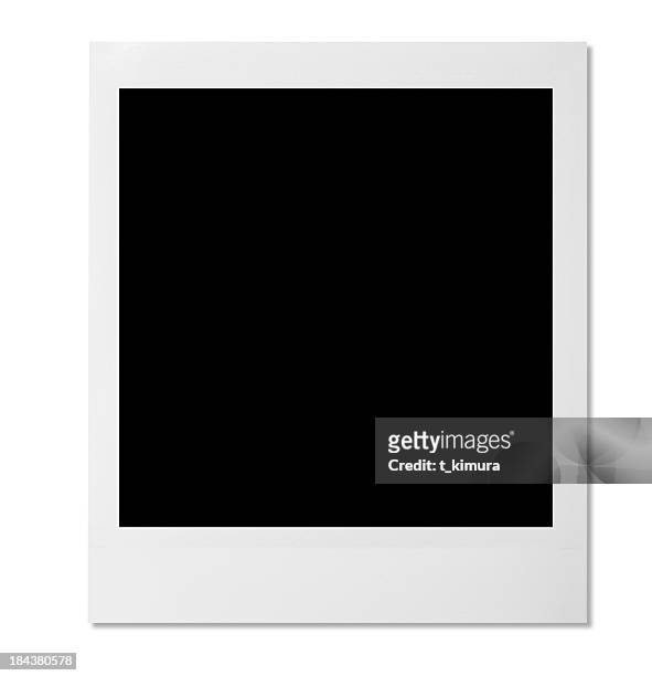 blank photo template on white background - zwart wit polaroids stockfoto's en -beelden