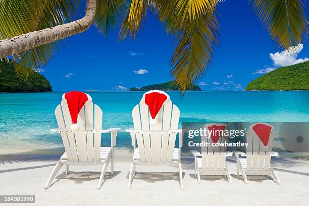 family christmas at the caribbean beach - red white and blue beach stock pictures, royalty-free photos & images