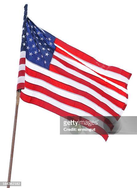 bandiera americana isolato su bianco - pole foto e immagini stock