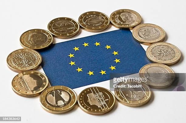 european flag and euros - germany v republic of ireland stock pictures, royalty-free photos & images