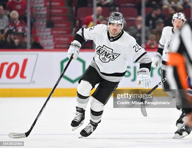 Kevin Fiala of the Los Angeles Kings skates during the third period against the Montreal Canadiens at the Bell Centre on December 7, 2023 in...