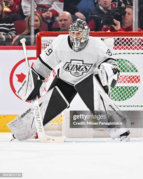 Cam Talbot of the Los Angeles Kings tends the net during the third period against the Montreal Canadiens at the Bell Centre on December 7, 2023 in...