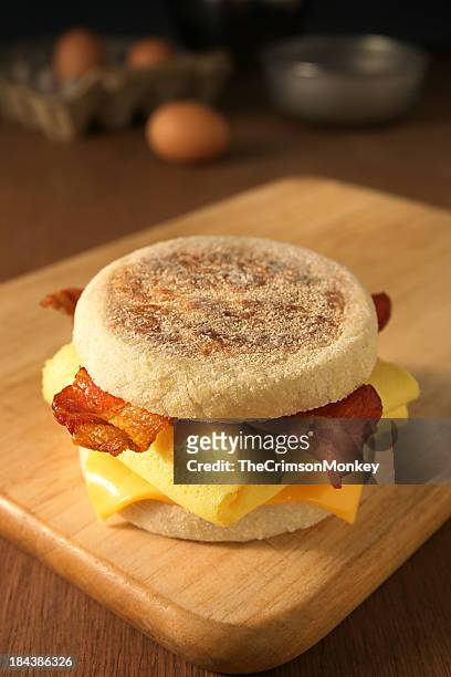 breakfast sandwich - english muffin stock pictures, royalty-free photos & images