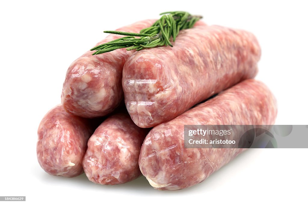 Isolated Raw Sausages