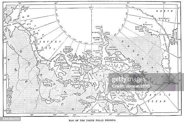 ilustraciones, imágenes clip art, dibujos animados e iconos de stock de mapa del norte de las regiones polares - groenlandia mapa