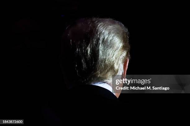 Former President Donald Trump arrives at the New York Young Republican Club Gala at Cipriani Wall Street on December 09, 2023 in New York City. The...
