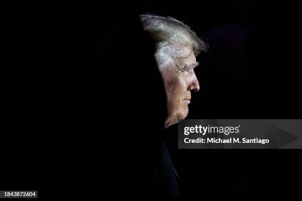 Former President Donald Trump arrives at the New York Young Republican Club Gala at Cipriani Wall Street on December 09, 2023 in New York City. The...