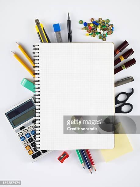 blank notebook - calculator top view stock pictures, royalty-free photos & images