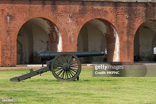 civil war canon at ft. pulaski national park - tybee island stock pictures, royalty-free photos & images