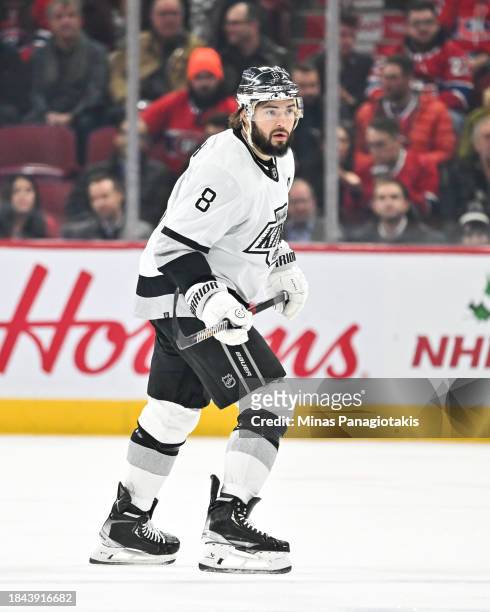 Drew Doughty of the Los Angeles Kings skates during the first period against the Montreal Canadiens at the Bell Centre on December 7, 2023 in...