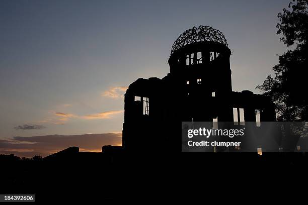 hiroshima a-bomb dome (genbaku domu), twilight view - hiroshima peace memorial stock pictures, royalty-free photos & images