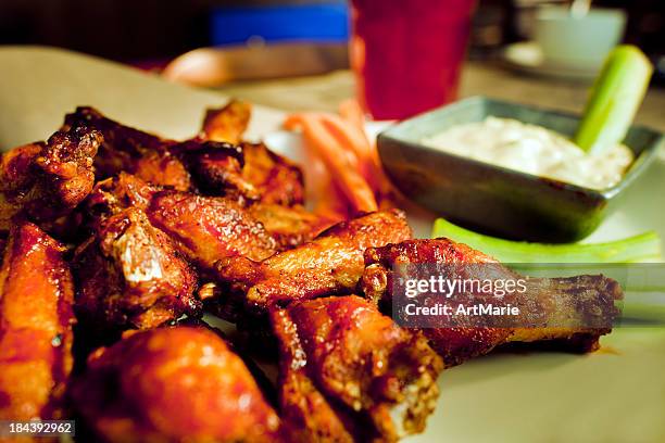 bbq chicken wings - roast chicken table stock pictures, royalty-free photos & images