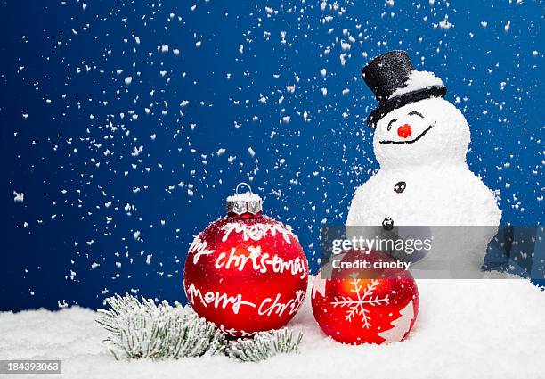 xmas snowman - fake snow stock pictures, royalty-free photos & images