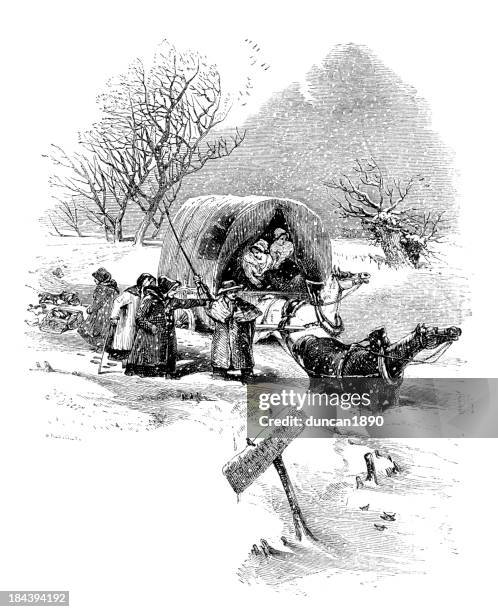 caught in den schnee - schneesturm stock-grafiken, -clipart, -cartoons und -symbole