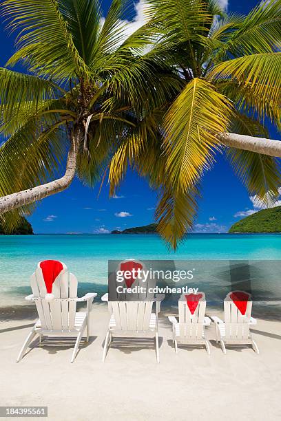 family christmas vacation at a tropical beach - red white and blue beach stock pictures, royalty-free photos & images