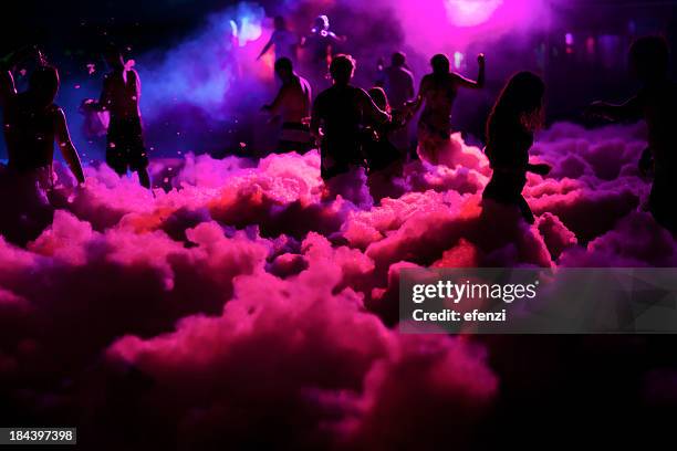 foam pool party - pool party night stock pictures, royalty-free photos & images