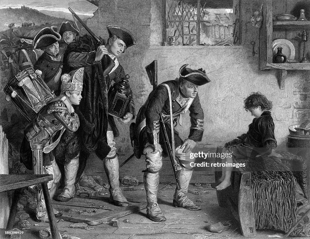 Soldier talking to boy 'After the Battle', 1862 (Illustration)