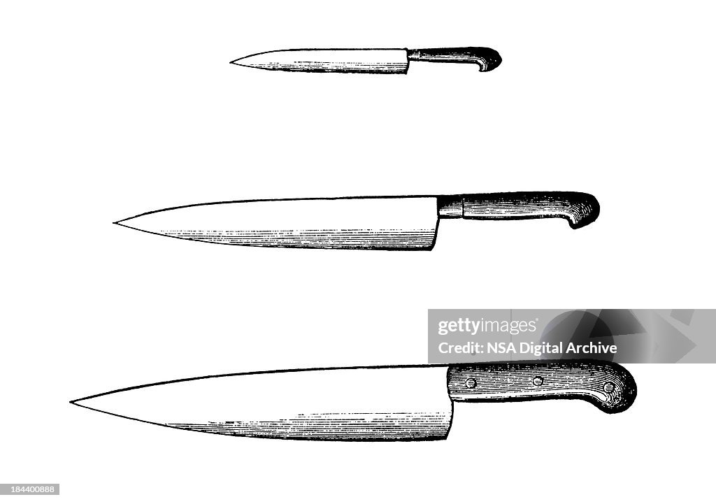 Set of Kitchen Knives | Antique Culinary Illustrations
