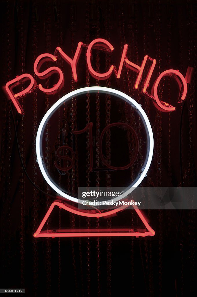 Psychic Neon Sign with Crystal Ball