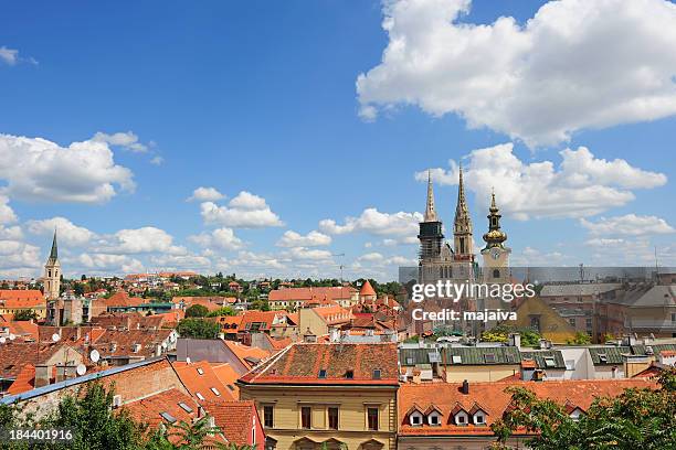 vista aérea da cidade de zagreb - zagreb - fotografias e filmes do acervo