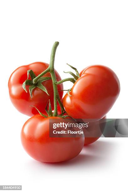 vegetables: tomato isolated on white background - tomato stockfoto's en -beelden