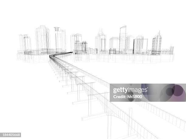 arranha-céu de construção modelo arquitetónico em modelo de arames 5 - modelo de estrutura de arame imagens e fotografias de stock