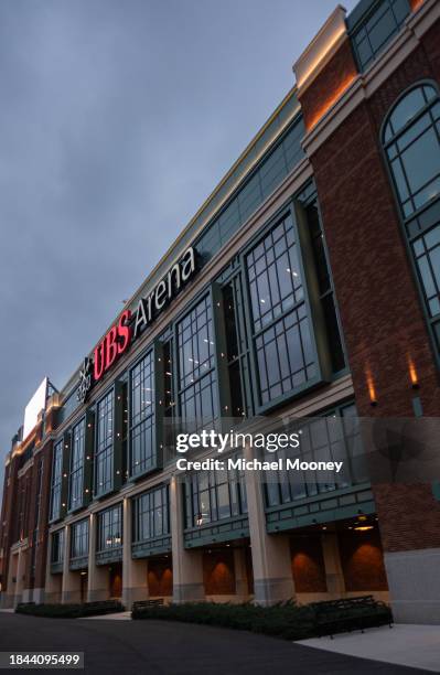 An outside view of the arena prior to the game between the New York Islanders and Columbus Blue Jackets at UBS Arena on December 07, 2023 in Elmont,...