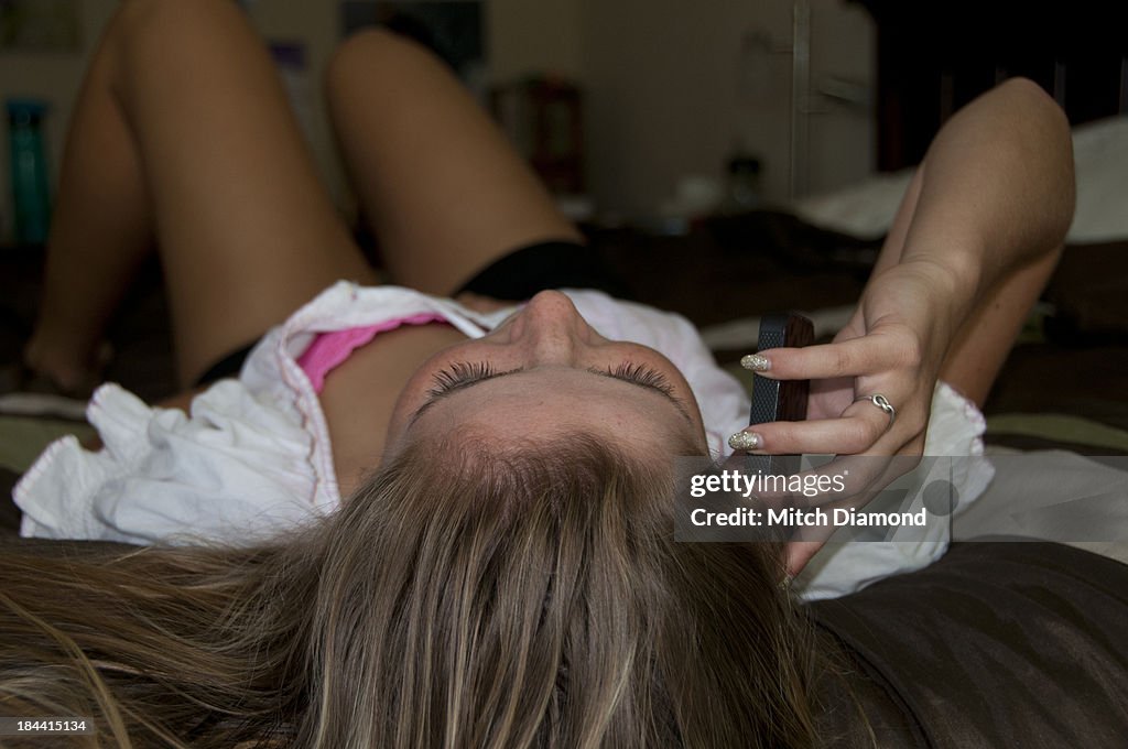 Teenage girl talking on phone