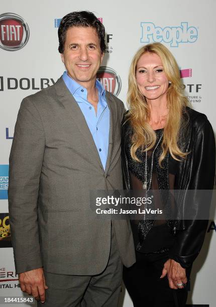 Producer Steven Levitan and wife Krista Levitan attends Hugh Jackman's "One Night Only" benefitting the MPTF at Dolby Theatre on October 12, 2013 in...