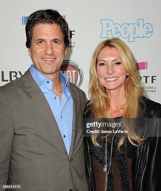 Producer Steven Levitan and wife Krista Levitan attends Hugh Jackman's "One Night Only" benefitting the MPTF at Dolby Theatre on October 12, 2013 in...