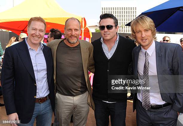 Relativity Media's Ryan Kavanaugh, actor Woody Harrelson, Relativity Media's Tucker Tooley and actor Owen Wilson attend the after party for the...