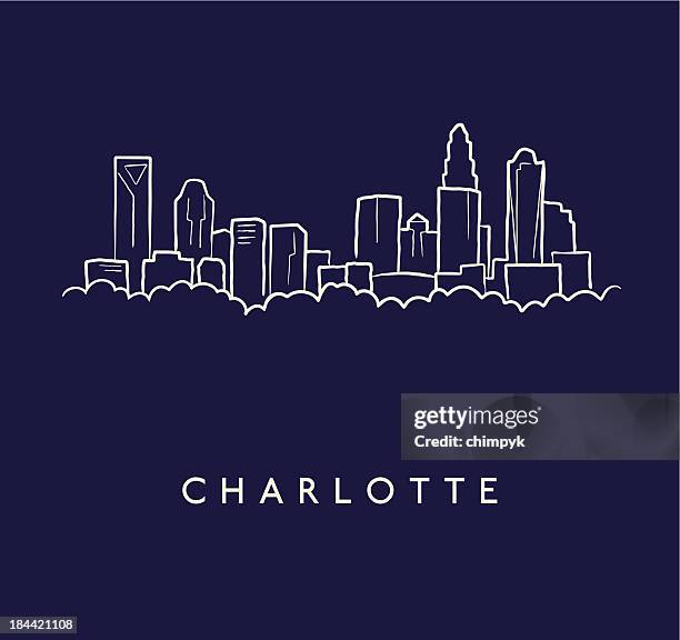 skyline von charlotte skizze - charlotte stock-grafiken, -clipart, -cartoons und -symbole